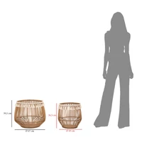 Kép 6/6 - Fuji virágtartó kosár 2db-os szett barna ø 47x39,5-34x36,5 cm