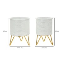 Kép 6/6 - Gaspy virágtartó állvány 2db-os szett arany/fehér ø 16x20-13x20 cm