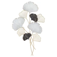 Kép 1/6 - Ginko biloba fali dekoráció fémből arany/ezüst/fekete 66x4x109 cm