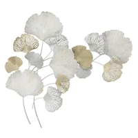 Kép 1/6 - Ginko biloba fali dekoráció fémből fehér/ezüst/arany 85,5x10x113 cm