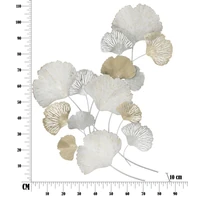 Kép 6/6 - Ginko biloba fali dekoráció fémből fehér/ezüst/arany 85,5x10x113 cm 5