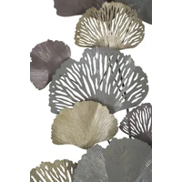 Kép 2/6 - Ginko levelek fali dekoráció arany/szürke/barna 76x7,6x126 cm 1