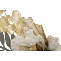 Kép 4/6 - Glamour stílusú fali dekoráció virágokkal arany/fehér 90,2x7,6x41,9 cm 3