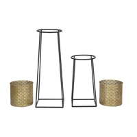 Kép 6/9 - Glamour virágtartó állvány szett fekete/arany ø 26x70-23x45 cm
