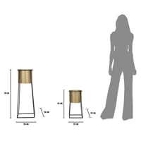 Kép 9/9 - Glamour virágtartó állvány szett fekete/arany ø 26x70-23x45 cm