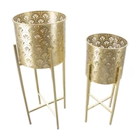 Kép 2/6 - Golvy virágtartó állvány 2db-os szett arany ø 21x52-19x42 cm