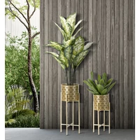Kép 5/6 - Golvy virágtartó állvány 2db-os szett arany ø 21x52-19x42 cm