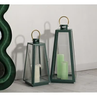 Kép 5/6 - Grent lámpás 2db-os szett zöld/arany ø 25x25x57-20x20x45 cm