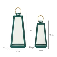 Kép 6/6 - Grent lámpás 2db-os szett zöld/arany ø 25x25x57-20x20x45 cm