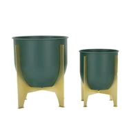 Kép 2/7 - Grent virágtartó állvány 2db-os szett zöld/arany ø 24,5x26-19x21 cm