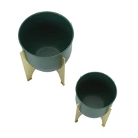 Kép 3/7 - Grent virágtartó állvány 2db-os szett zöld/arany ø 24,5x26-19x21 cm