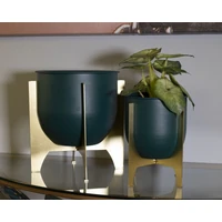Kép 6/7 - Grent virágtartó állvány 2db-os szett zöld/arany ø 24,5x26-19x21 cm