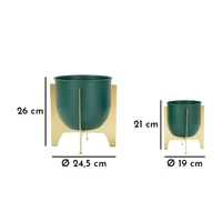 Kép 7/7 - Grent virágtartó állvány 2db-os szett zöld/arany ø 24,5x26-19x21 cm