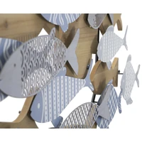 Kép 3/6 - Hal raj fali dekoráció kék/fehér/barna 91x3x33,5 cm 2