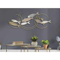 Kép 5/6 - Halas fali dekoráció arany/fehér 142.9x5x61.6 cm 4