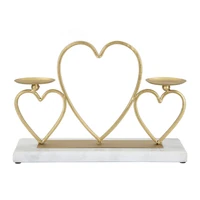 Kép 1/7 - Hearts gyertyatartó arany/fehér 30x9x20 cm