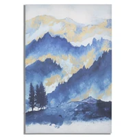 Kép 1/6 - Hegyvidék festmény kék/arany 80x3x120 cm