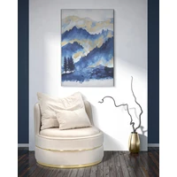 Kép 5/6 - Hegyvidék festmény kék/arany 80x3x120 cm 4