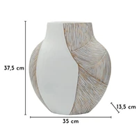 Kép 7/7 - Ho chi minh ívelt váza mázas fehér 35X13,5X37,5 cm 6