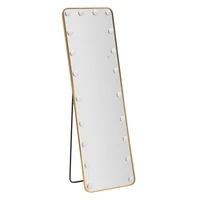 Kép 1/9 - Hollywood-i LED-es téglalap alakú állótükör arany 50x6-45x160 cm