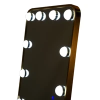 Kép 4/9 - Hollywood-i LED-es téglalap alakú állótükör arany 50x6-45x160 cm 3