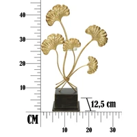 Kép 3/8 - Iris gyertyatartó ginko biloba levelekkel arany/fekete 29x12.5x44 cm 7