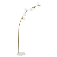 Kép 1/7 - Íves állólámpa glamour stílusban 6 burával arany/fehér 130x45x220-246 cm