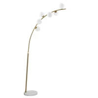Kép 6/7 - Íves állólámpa glamour stílusban 6 burával arany/fehér 130x45x220-246 cm 4