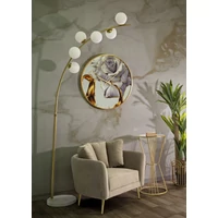 Kép 7/7 - Íves állólámpa glamour stílusban 6 burával arany/fehér 130x45x220-246 cm 5