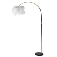 Kép 1/6 - Íves slim állólámpa tollakkal fehér/fekete 100x150-180 cm