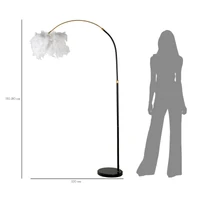 Kép 5/6 - Íves slim állólámpa tollakkal fehér/fekete 100x150-180 cm 4