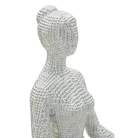 Kép 3/7 - Jógázó női figura csillogó ezüst 20,5x15,5x23 cm 1
