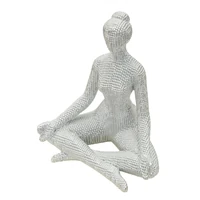 Kép 4/7 - Jógázó női figura csillogó ezüst 20,5x15,5x23 cm 2