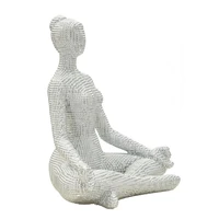 Kép 5/7 - Jógázó női figura csillogó ezüst 20,5x15,5x23 cm 3