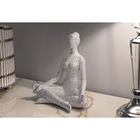 Kép 7/7 - Jógázó női figura csillogó ezüst 20,5x15,5x23 cm 5