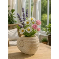 Kép 2/8 - Kagyló formájú váza homokkő hatás bézs -A- 33X19X23 cm 6