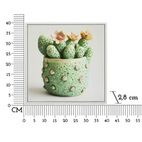 Kép 6/6 - Kaktusz kaspóban lakkozott festmény keretben -a- zöld 40x2,8x40 cm 5