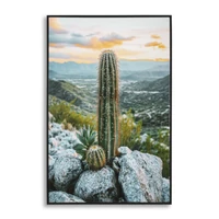 Kép 1/7 - Kaktusz kaspóban lakkozott festmény keretben -a- zöld 60x4x90 cm