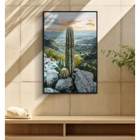 Kép 6/7 - Kaktusz kaspóban lakkozott festmény keretben -a- zöld 60x4x90 cm 5