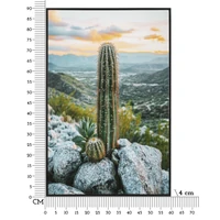 Kép 7/7 - Kaktusz kaspóban lakkozott festmény keretben -a- zöld 60x4x90 cm 6