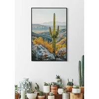 Kép 7/7 - Kaktusz kaspóban lakkozott festmény keretben -b- zöld 60x4x90 cm 5