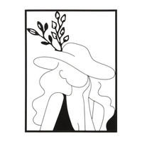 Kép 1/6 - Kalapos nő fali dekoráció -a- fekete 60x1x80 cm