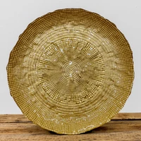 Kép 1/4 - Kanvas lapos üvegtányér 28 cm arany átmérő: 28 cm