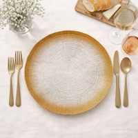 Kép 3/3 - Kanvas lapos üvegtányér 28 cm gyöngyházbronz átmérő: 28 cm 2