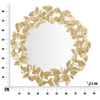 Kép 9/9 - Kerek tükör ginko biloba levelekkel arany ø 87x2,5 cm