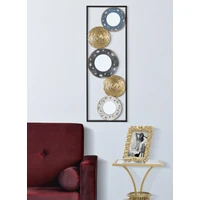 Kép 5/6 - Kerek tükrök mintával fali dekoráció keretben-b- antracit/arany/fehér 31x3x90 cm 4
