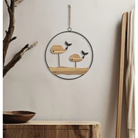 Kép 5/6 - Kör alakú fali dekoráció bálnákkal barna/fekete 56x2x60 cm 4