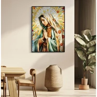 Kép 7/7 - Lakozott festmény madonna kerettel -a- 72x4x102 cm 5