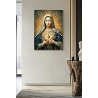 Kép 7/7 - Lakozott festmény madonna kerettel -b- 72x4x102 cm 5