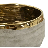 Kép 2/6 - Lima hengeres kaspó textúrált mintával 2DB-os szett szürke/arany Ø 22,5X10,5-18X8,5 cm 1